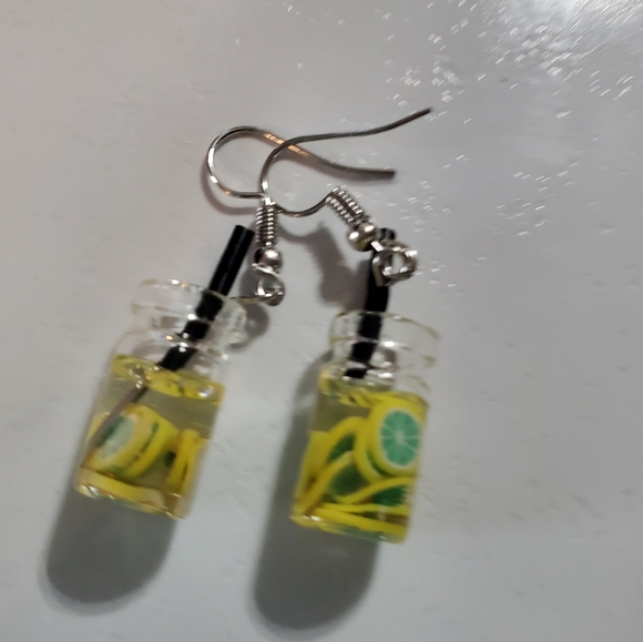 Lemonade with Limes Drink Dangle Earrings - Picture 7 of 11